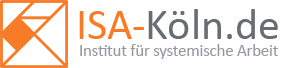 Ein Quadrat gebildet aus Tangramsteinen, rechts daneben steht in zwei Zeilen ISA-Koeln.de und darunter Institut für systemische Arbeit